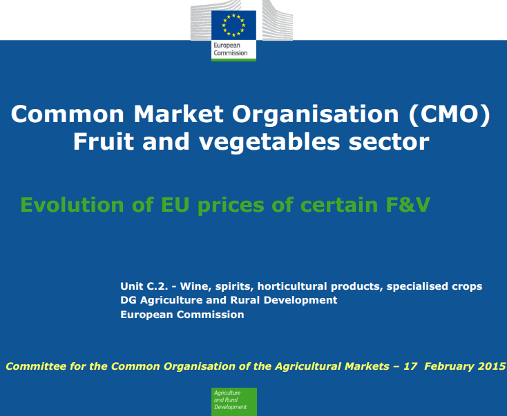 European Commission presentation on the impact of the Russian import ban on prices for certain fruits and vegetables.